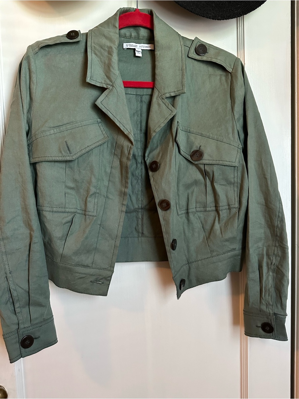 Derek Lam Olive Green Cropped Military Field Jacket